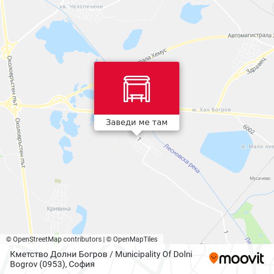 Кметство Долни Богров / Municipality Of Dolni Bogrov (0953) карта