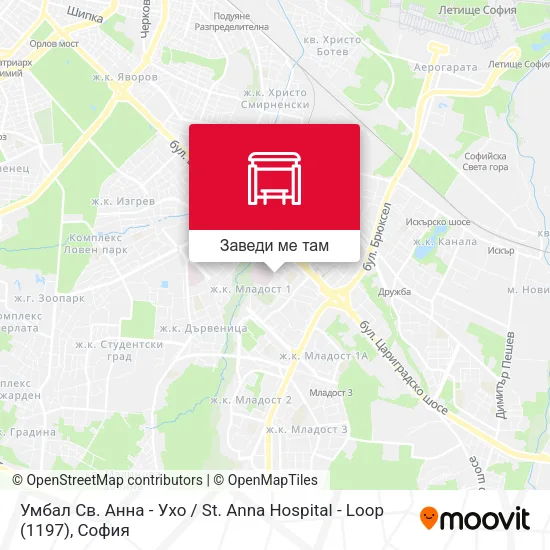 Умбал Св. Анна - Ухо / St. Anna Hospital - Loop (1197) карта