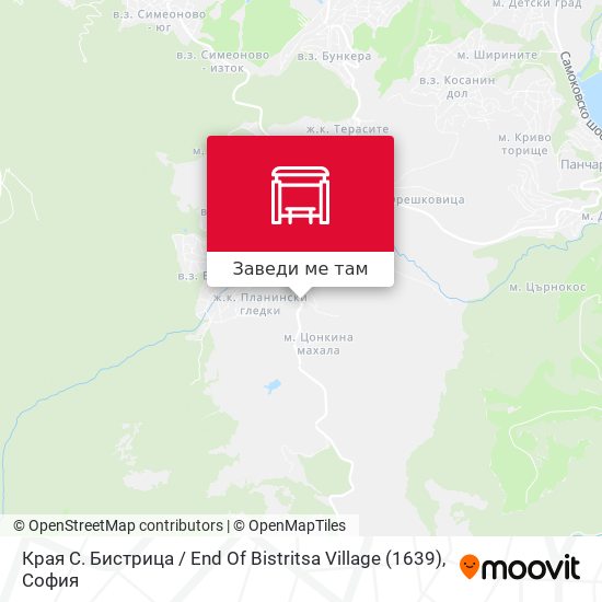 Края С. Бистрица / End Of Bistritsa Village (1639) карта