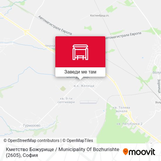 Кметство Божурище / Municipality Of Bozhurishte (2605) карта