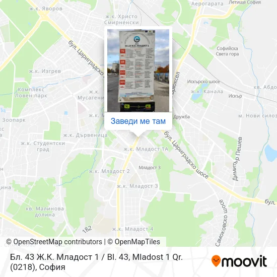 Бл. 43 Ж.К. Младост 1 / Bl. 43, Mladost 1 Qr. (0218) карта