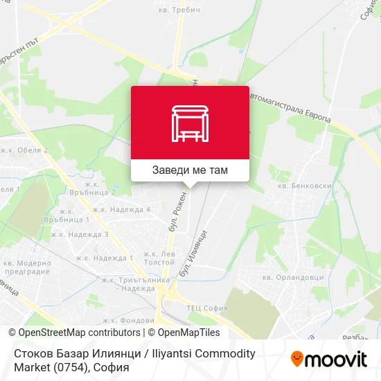 Стоков Базар Илиянци / Iliyantsi Commodity Market (0754) карта
