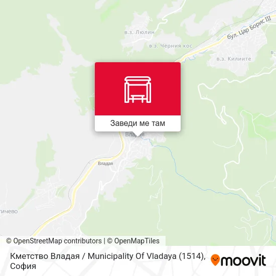 Кметство Владая / Municipality Of Vladaya (1514) карта