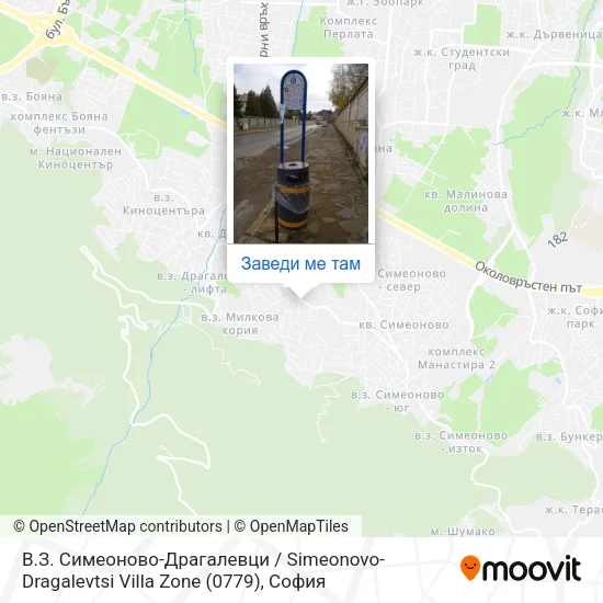 В.З. Симеоново-Драгалевци / Simeonovo-Dragalevtsi Villa Zone (0779) карта