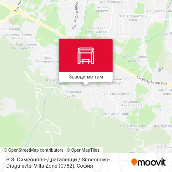 В.З. Симеоново-Драгалевци / Simeonovo-Dragalevtsi Villa Zone (0782) карта