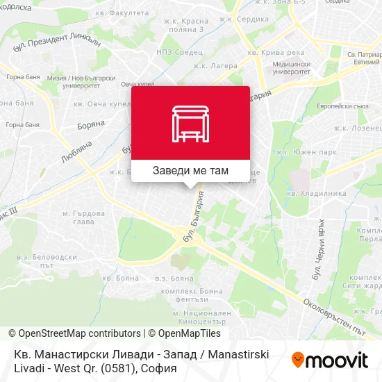 Кв. Манастирски Ливади - Запад / Manastirski Livadi - West Qr. (0581) карта
