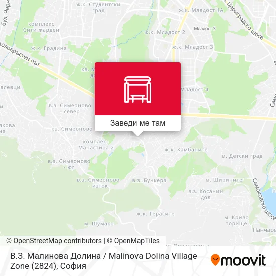 В.З. Малинова Долина / Malinova Dolina Village Zone (2824) карта