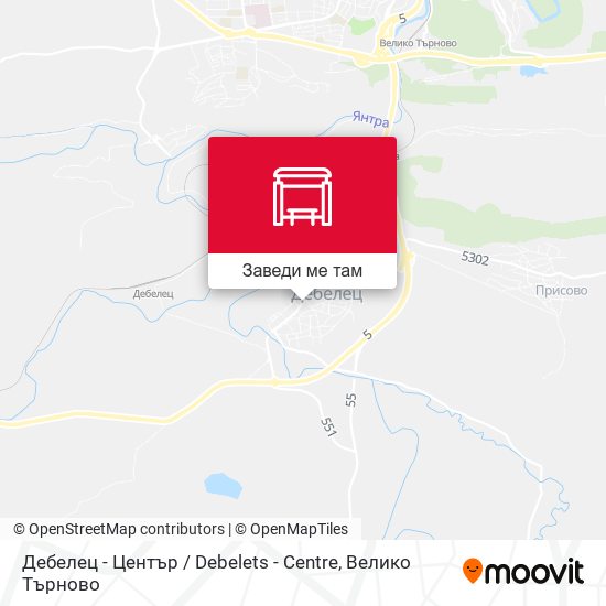 Дебелец - Център / Debelets - Centre карта