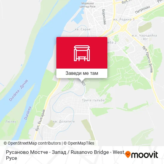 Русаново Мостче - Запад / Rusanovo Bridge - West карта
