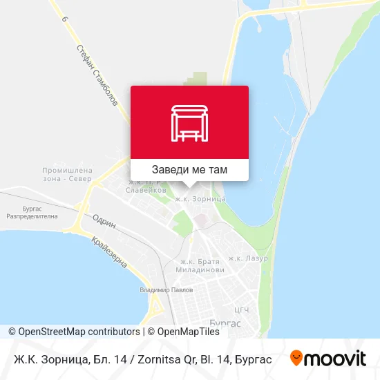 Ж.К. Зорница, Бл. 14 / Zornitsa Qr, Bl. 14 карта