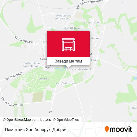Паметник Хан Аспарух карта