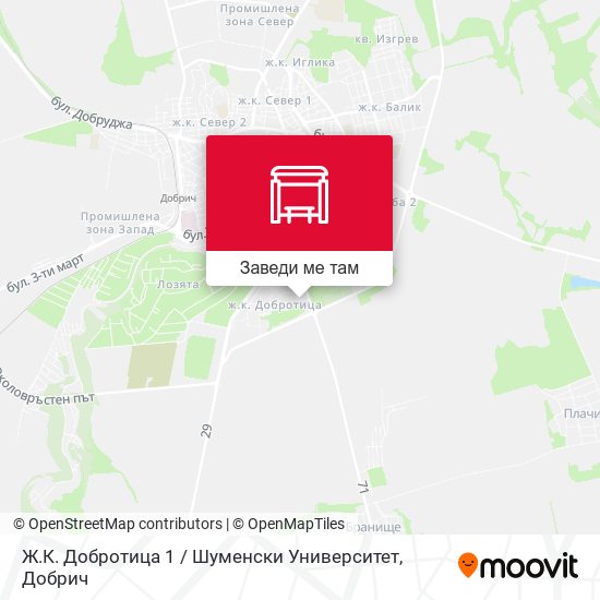 Ж.К. Добротица 1 / Шуменски Университет карта