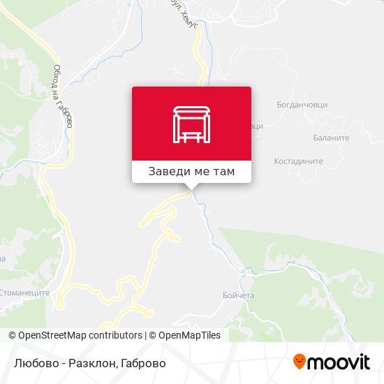 Любово - Разклон карта