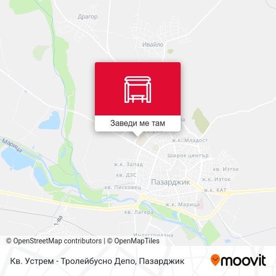 Кв. Устрем - Тролейбусно Депо карта