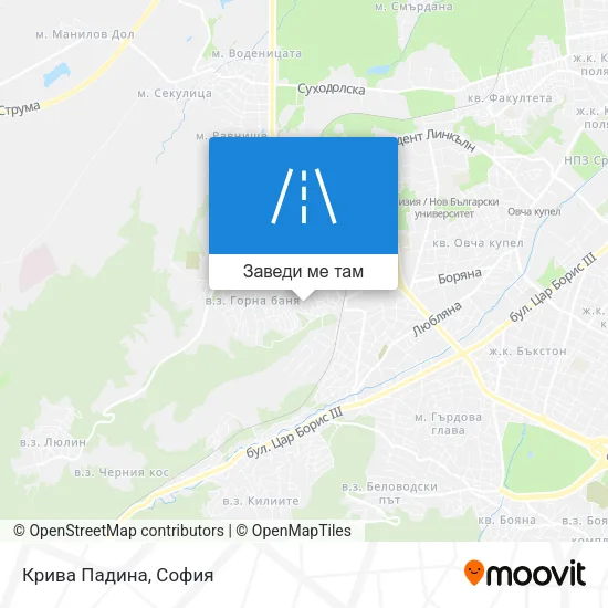 Крива Падина карта