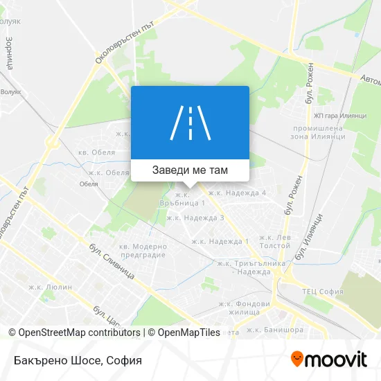 Бакърено Шосе карта