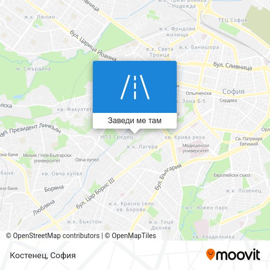 Костенец карта