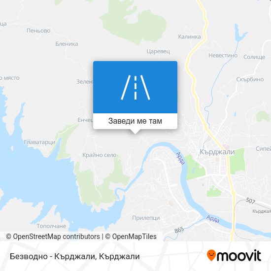 Безводно - Кърджали карта