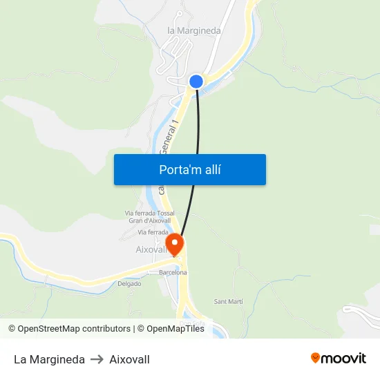 La Margineda to Aixovall map