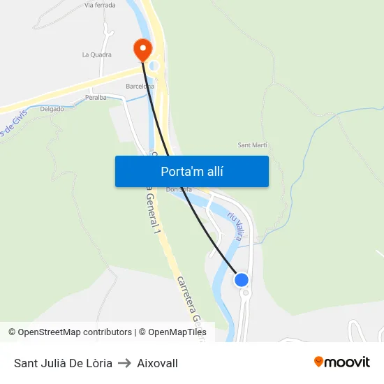 Sant Julià De Lòria to Aixovall map