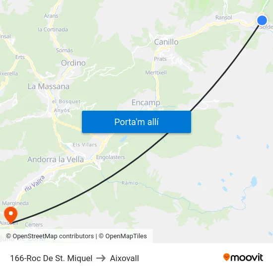 166-Roc De St. Miquel to Aixovall map