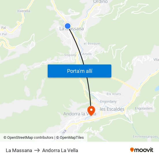La Massana to Andorra La Vella map