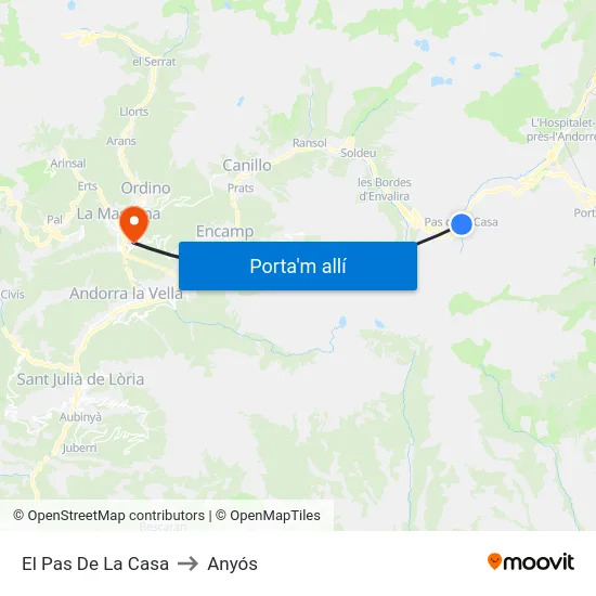 El Pas De La Casa to Anyós map