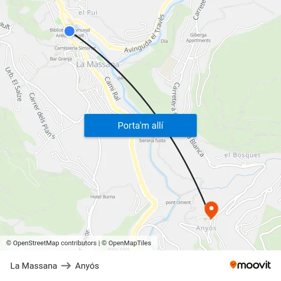 La Massana to Anyós map