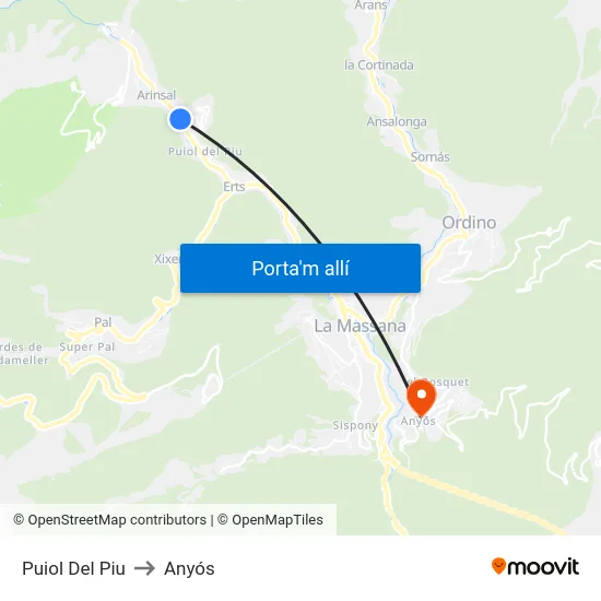Puiol Del Piu to Anyós map