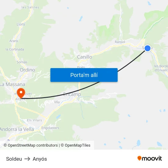 Soldeu to Anyós map