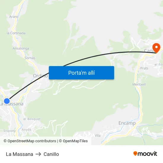 La Massana to Canillo map