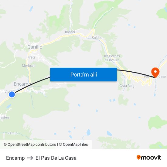 Encamp to El Pas De La Casa map