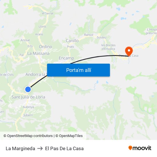 La Margineda to El Pas De La Casa map
