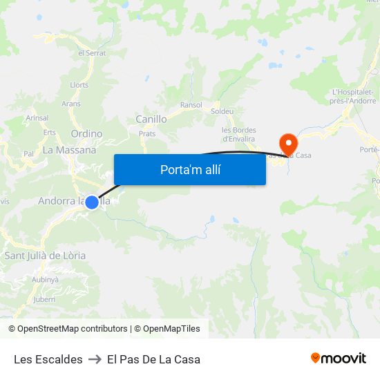 Les Escaldes to El Pas De La Casa map