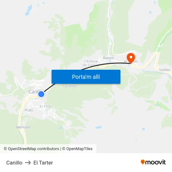 Canillo to El Tarter map