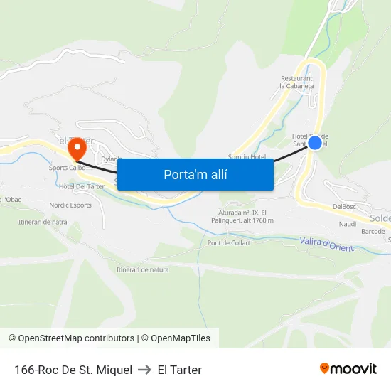 166-Roc De St. Miquel to El Tarter map