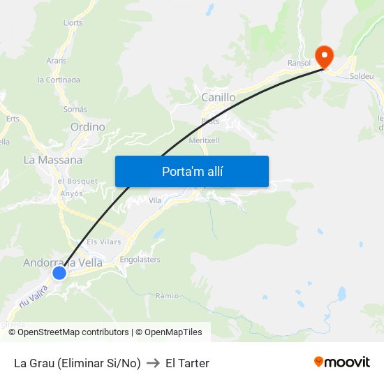 La Grau (Eliminar Si/No) to El Tarter map
