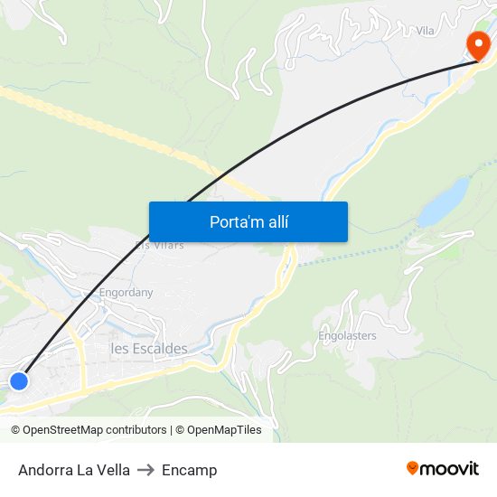 Andorra La Vella to Encamp map