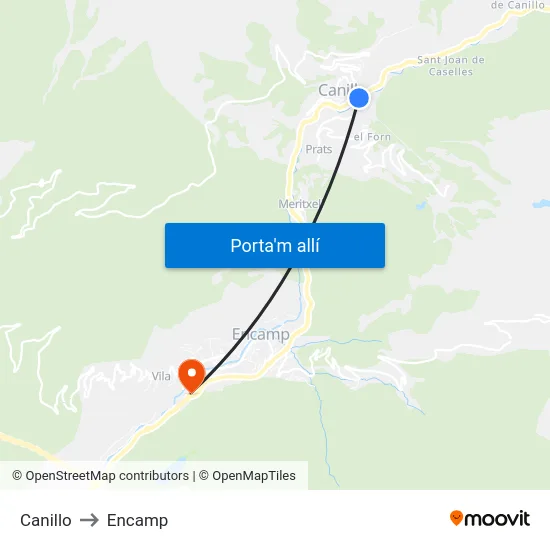 Canillo to Encamp map