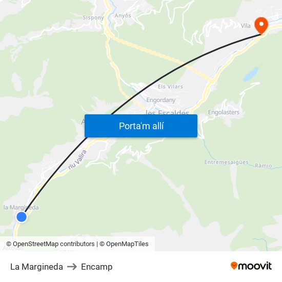 La Margineda to Encamp map