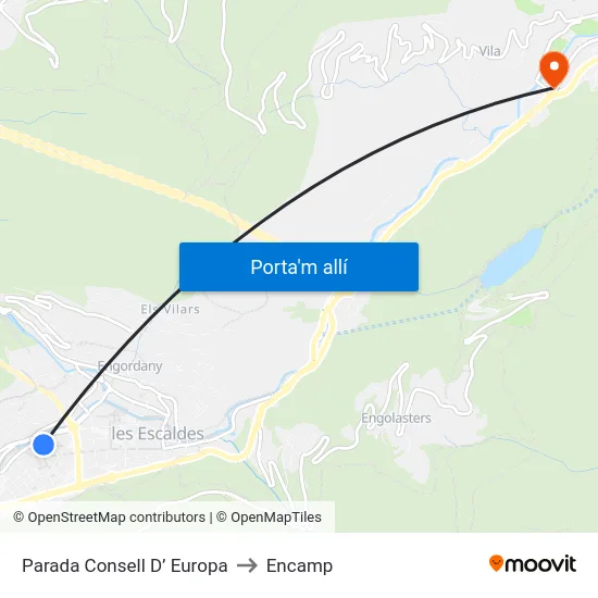 Parada Consell D’ Europa to Encamp map