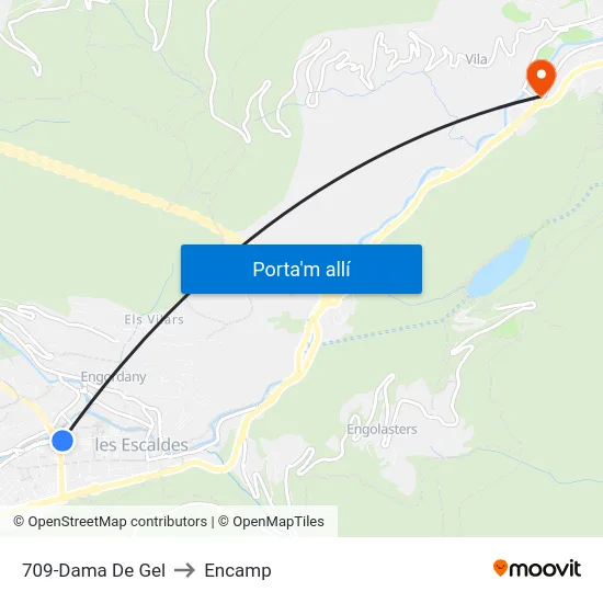 709-Dama De Gel to Encamp map