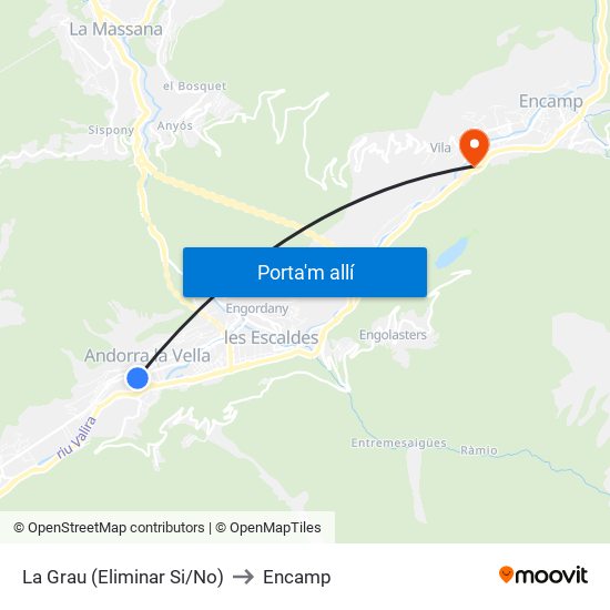 La Grau (Eliminar Si/No) to Encamp map