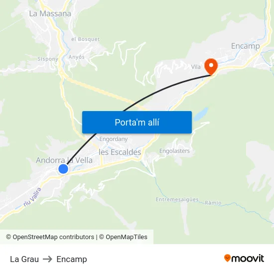 La Grau to Encamp map