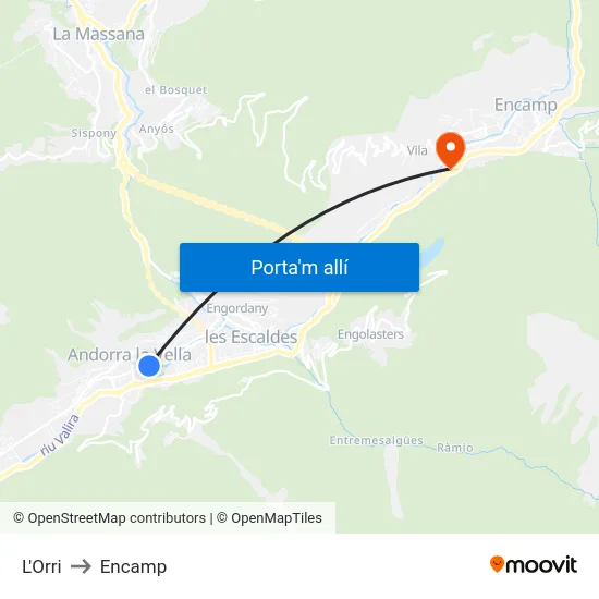 Ambaixada D'Espanya to Encamp map
