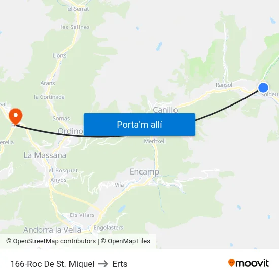 166-Roc De St. Miquel to Erts map