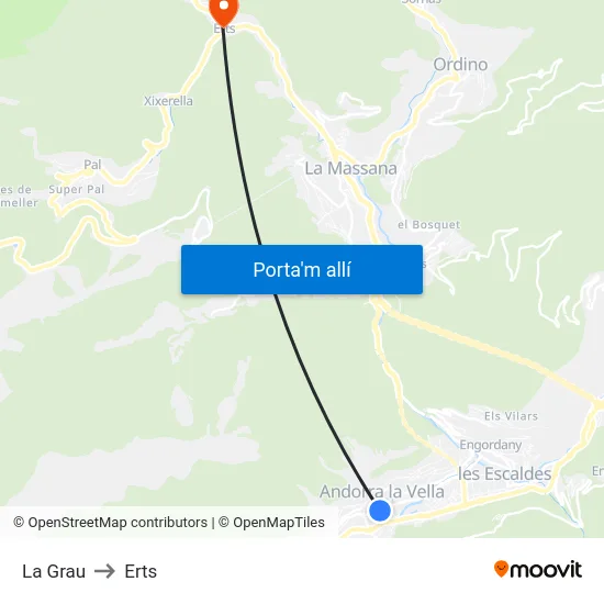 La Grau to Erts map