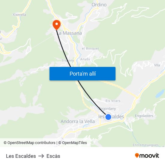 Les Escaldes to Les Escaldes map