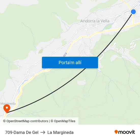 709-Dama De Gel to La Margineda map