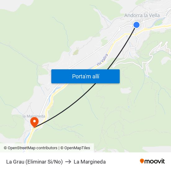 La Grau (Eliminar Si/No) to La Margineda map